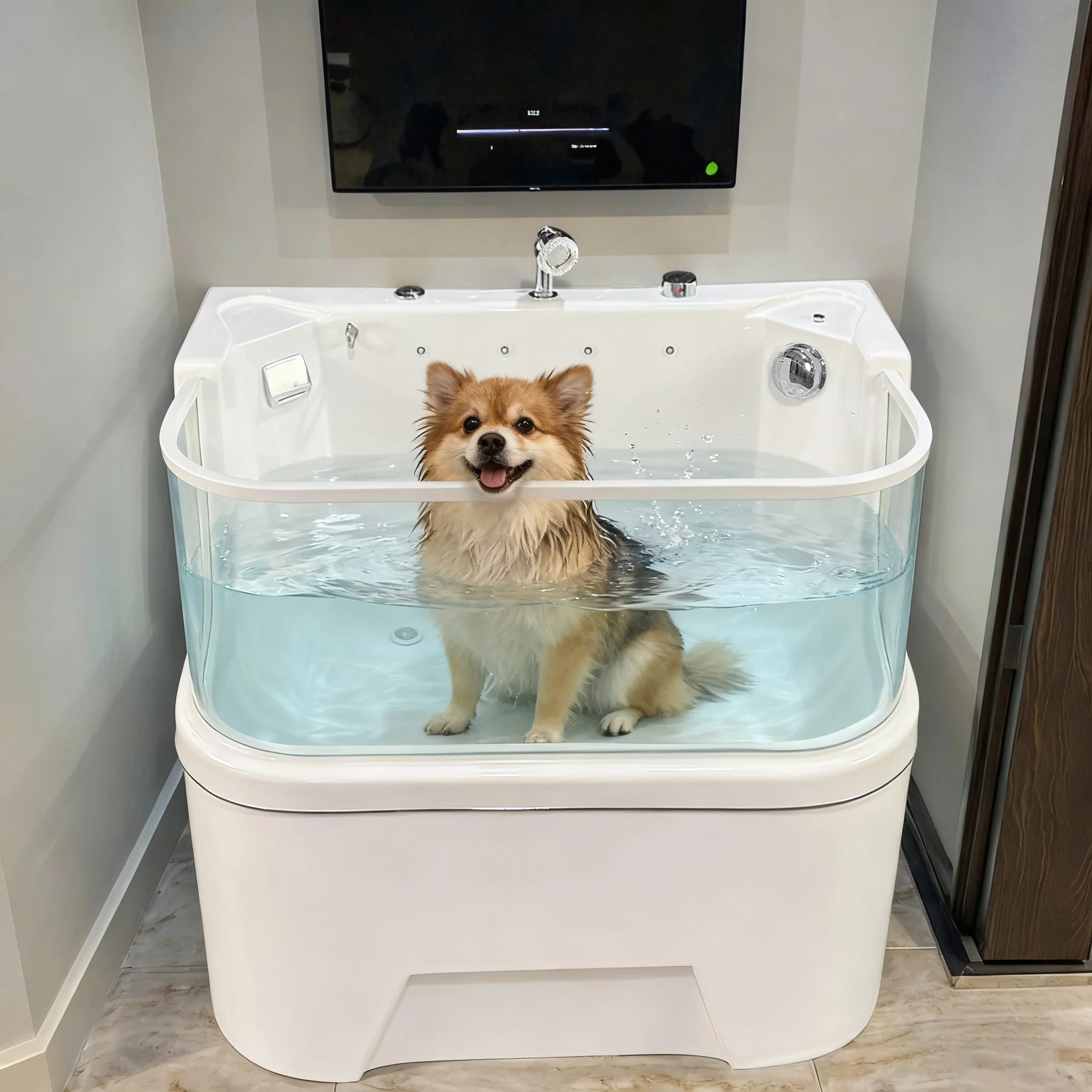 

Portable Multifunctional Indoor Acrylic Luxury Dog Spa Bathtub Rectangle-shaped Air Massage 40 Jets Freestanding Hotel
