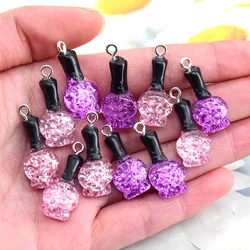 10pcs Mini Shiny Nail Polish Bottle Resin Charms Cute Crafts Earring Pendant Diy Jewelry Making