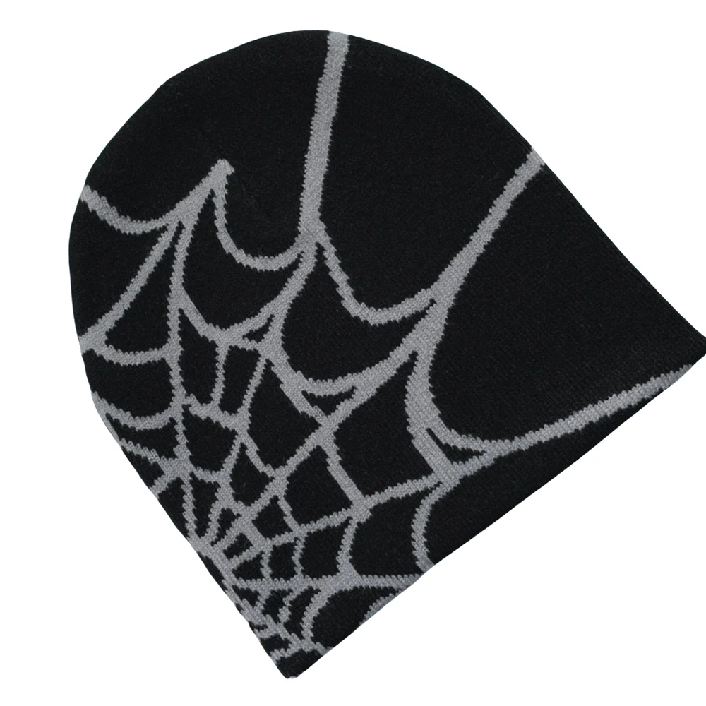 

Unisex Spider Web Printed Knit Hat, Warm Outdoor Pullover Hat Personality Beanie Hat