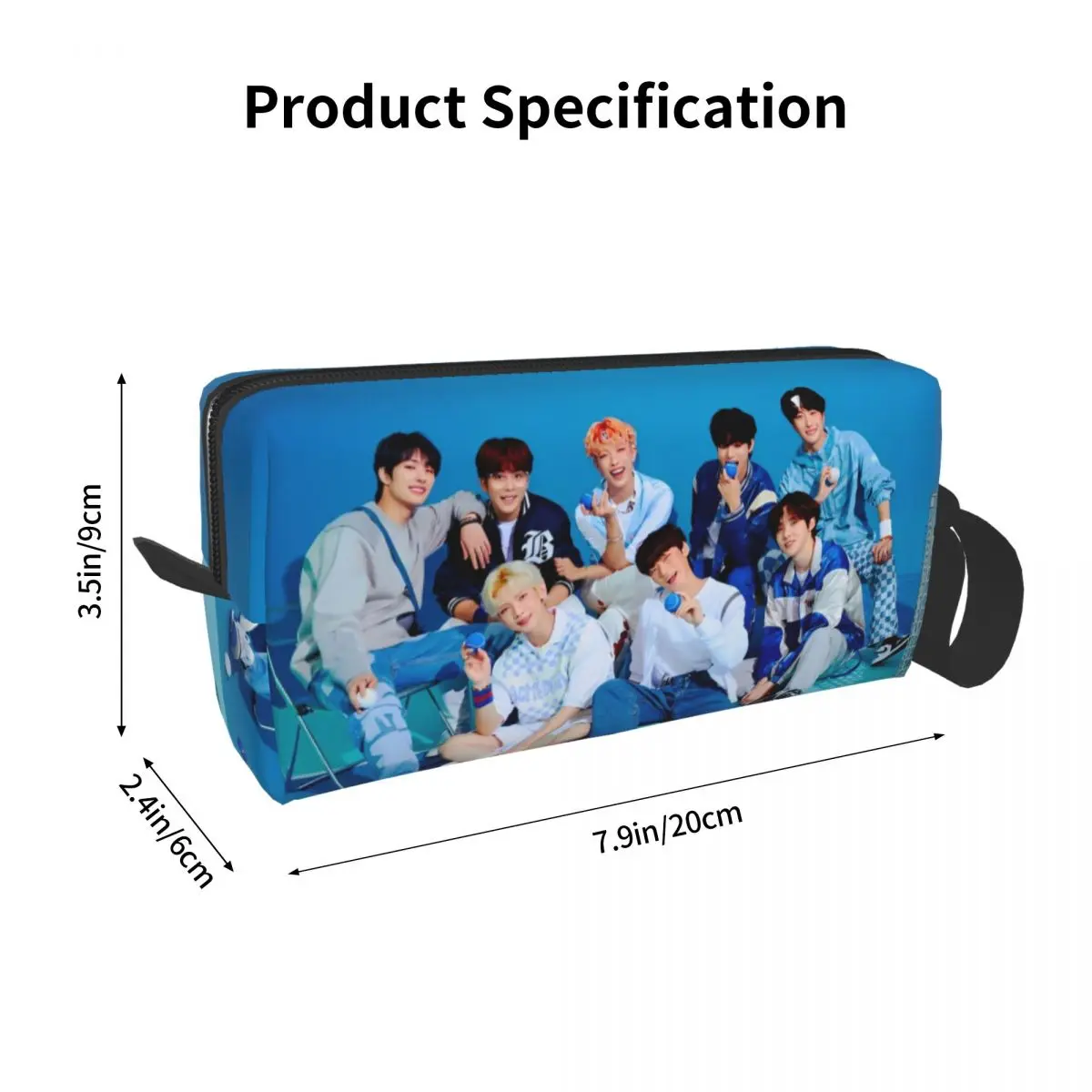 Kpop Star Singer Idol Large Makeup Bag Beauty Pouch Travel Cosmetic Bags A-ATEEZ ATINY Storage Bag for Unisex