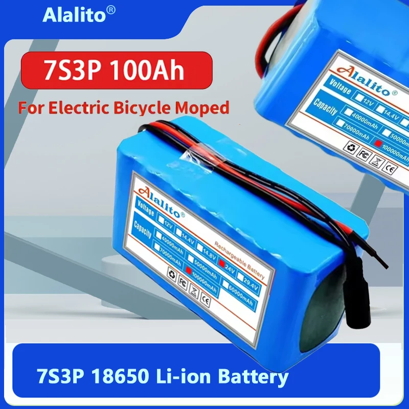 NEW 24V 100000mAh 7S3P 18650 new rechargeable 24V suitable for wheelchair battery bicycle battery pack