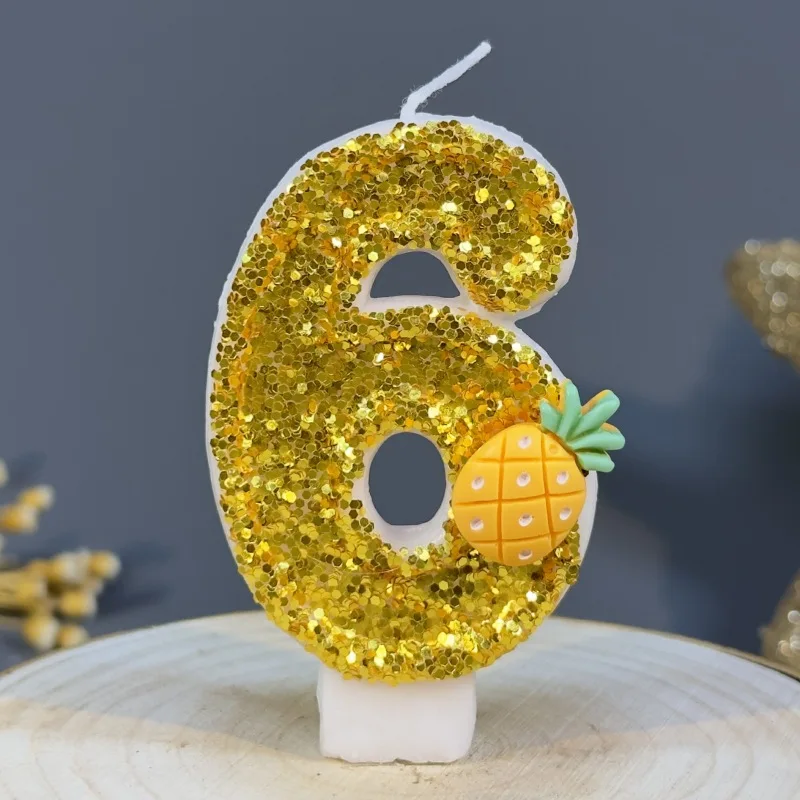 Afbeelding 5: 1PCS Zoete Ananas Nummer 0-9 Verjaardag Kaarsen Cake Topper Verjaardag Valentijnsdag Bruiloft Digitale Taarten Dessert decors