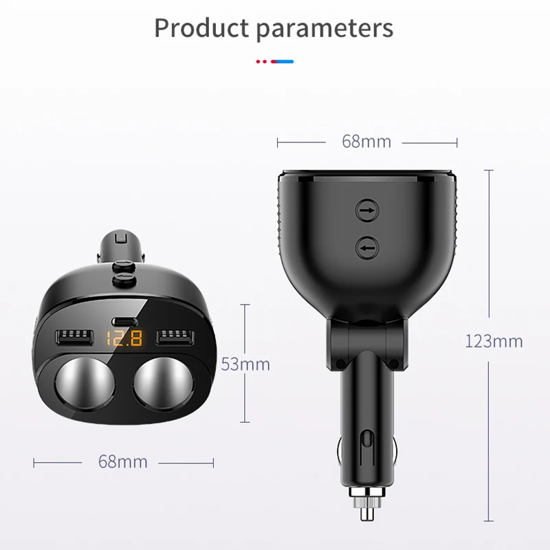 SEAMETAL 3.1A Dual USB Autolader 2-poorts LCD-scherm 12-24V Sigarettenaansteker Aansteker Snelle autolader Power Adapter Auto Styling