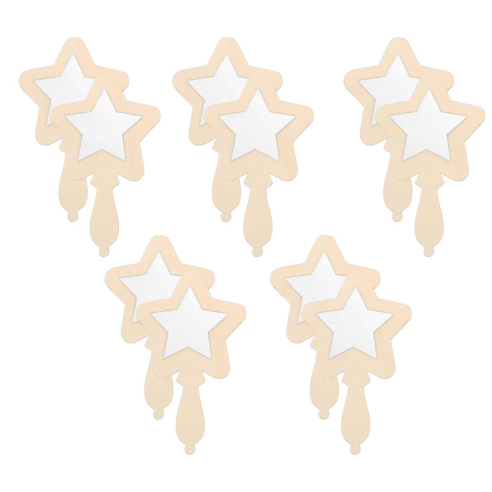 

10pcs Mini Wooden Handheld Mirrors For Toddlers Craft Diy Projects Small Unpainted Mirrors Self-Recognition Nursery Decor