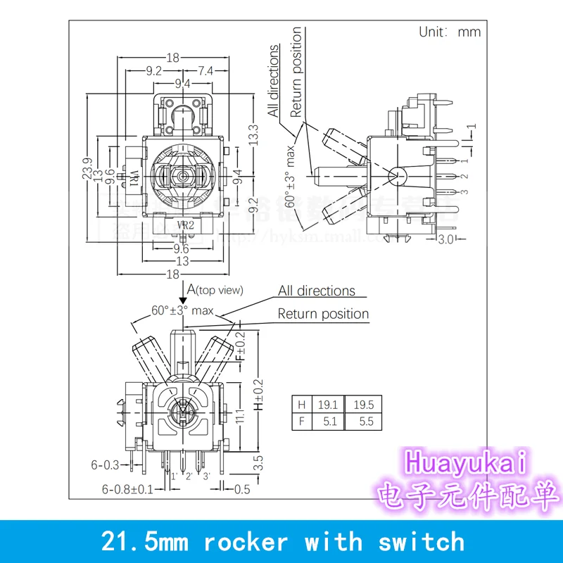 Modelo de helicóptero aviões de controle remoto potenciômetro 3d modelo avião controle remoto do acelerador rocker joystick 10k 5k 13*13mm