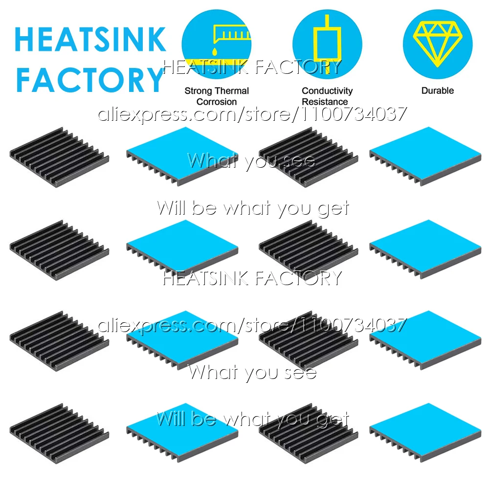 28x28x3mm Black Aluminum Heatsink Cooling Radiator for Electronic IC Chip MOS RAM AMD CPU LED Cooler Heat Dissipation