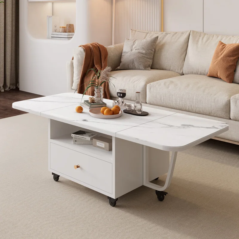 

White white rock slab coffee table