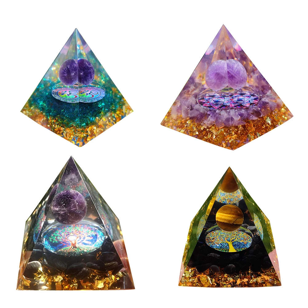 Handmade Orgonite Pyramid Crystal Stone Orgone Energy Healing Stone Resin Gift