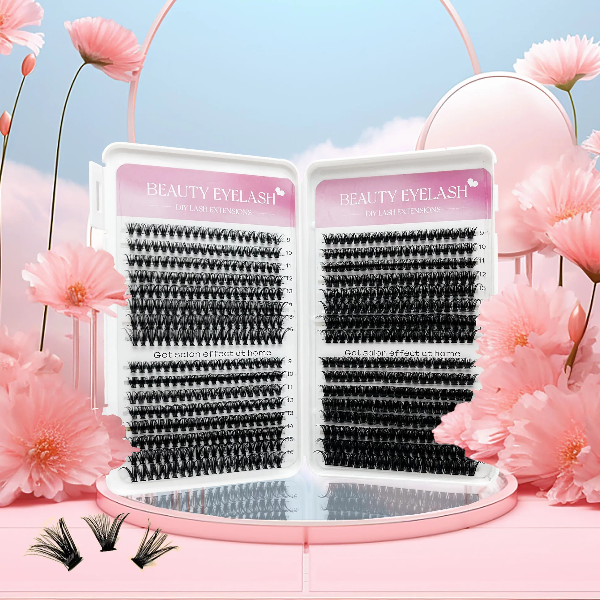 32 Rows 640 PCs Natural Wispy Cluster DIY Lash Extension High Quality Professional DIY Lashes