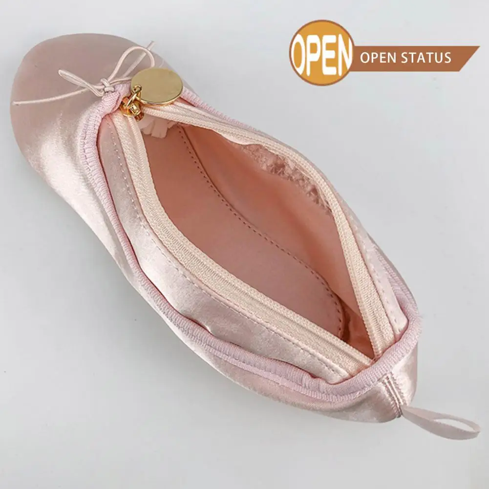 Dancing Shoe Shape Pencil Holder Satin Pencil Case Waterproof Ballet Shoe Storage Bag Capacity Pencil Case Cosmetic Pouch