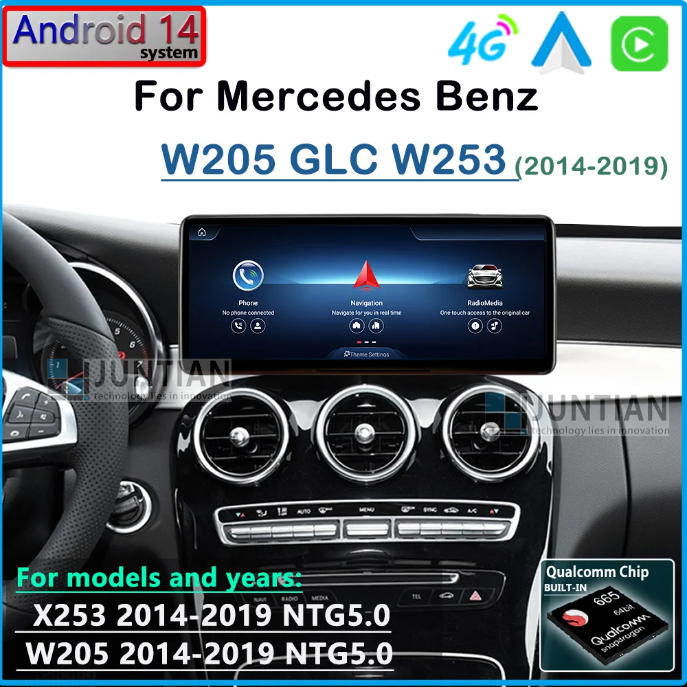 

Android 14 Qualcomm chip For Mercedes Benz W205 X253 2014-2018 CarPlay Car Radio GPS Navigation Netflix Multimedia Playe Screen