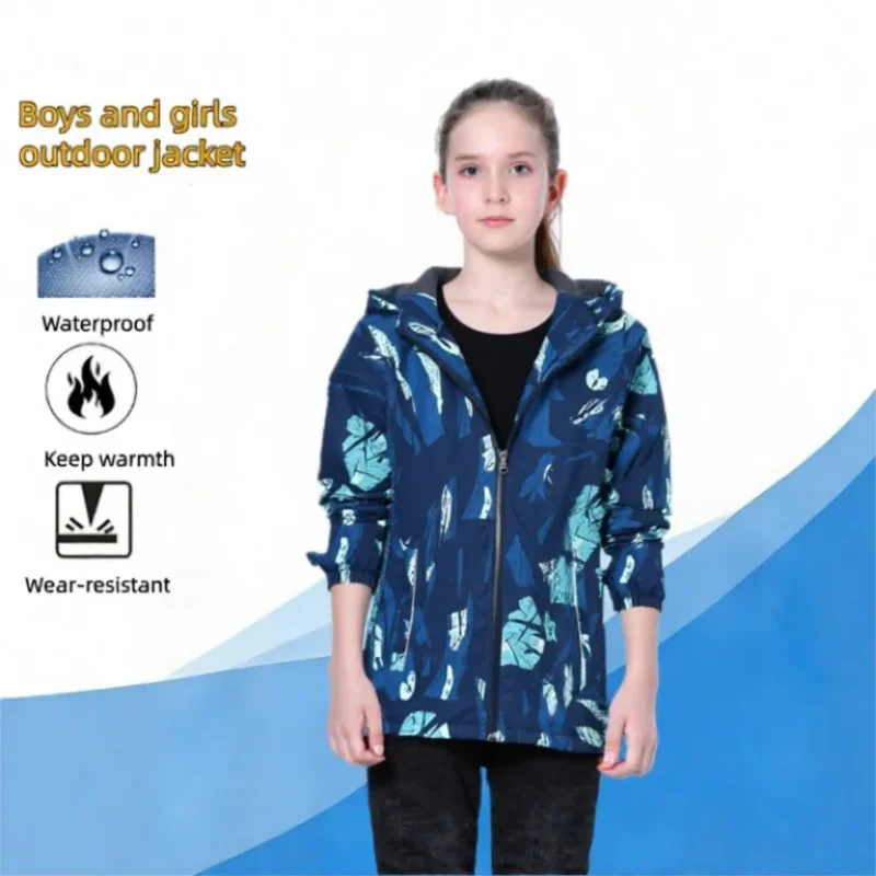 Dubbped Kids Waterproof Jacket Spring Kids Outerwear Coats Cute Graffiti For Boys Girls Windbreaker Rian Coat 4-12Y