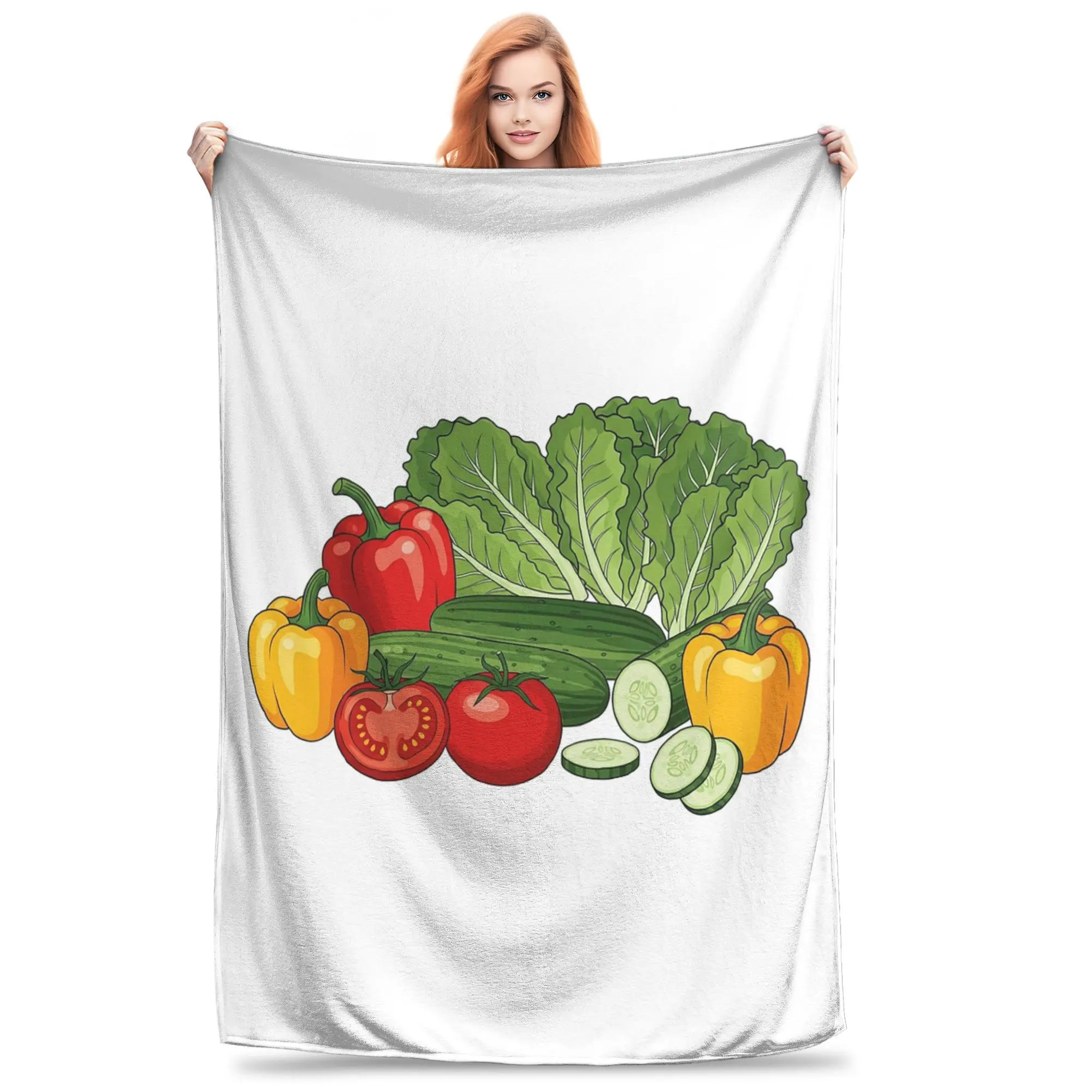 Garden Fresh Artistic Vegetable Composition Blankets Warm Fleece Throw Blanket for Home Bedroom Office Throws Bedspread Quilt
