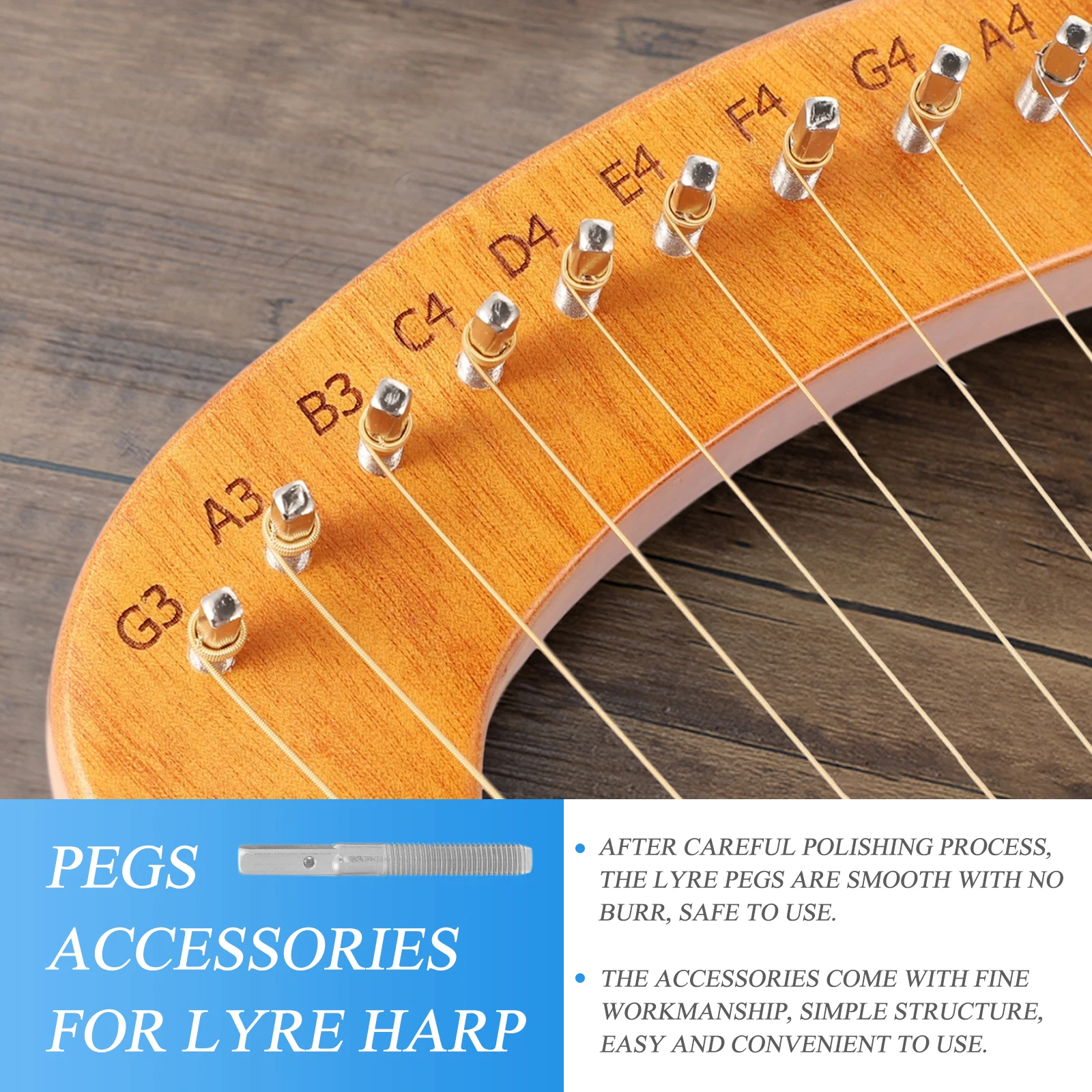 

Lyre Fastening Nails Peg Replacement Accessory Harp Instrument Accessories Pegs Pin