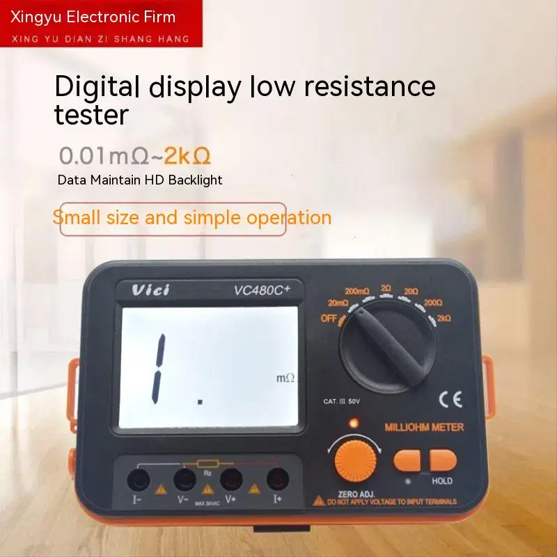 VC480C+ Digital Milliohmmeter DC Low Resistance Tester Microohmmeter 0.01mΩ~2kΩ Detectable Resistance Transformer Circuit Board