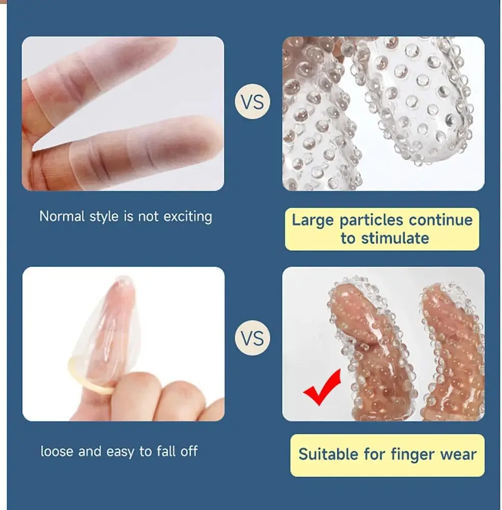 อุปกรณ์เสริมเครื่องสั่นนิ้วสำหรับผู้ใหญ่ 2 ชิ้น ปลอกนิ้ว กระตุ้นช่องคลอด คลิตอริส หัวนม จุดจี ของเล่นทางเพศสำหรับการสอดใส่ทางทวารหนัก