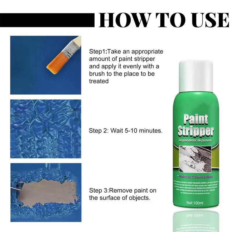 100ml Strong Paint Remover for Metal Fast Effective Paint Stripper Liquid with Brush for Automobile Motorcycle Rust Removal