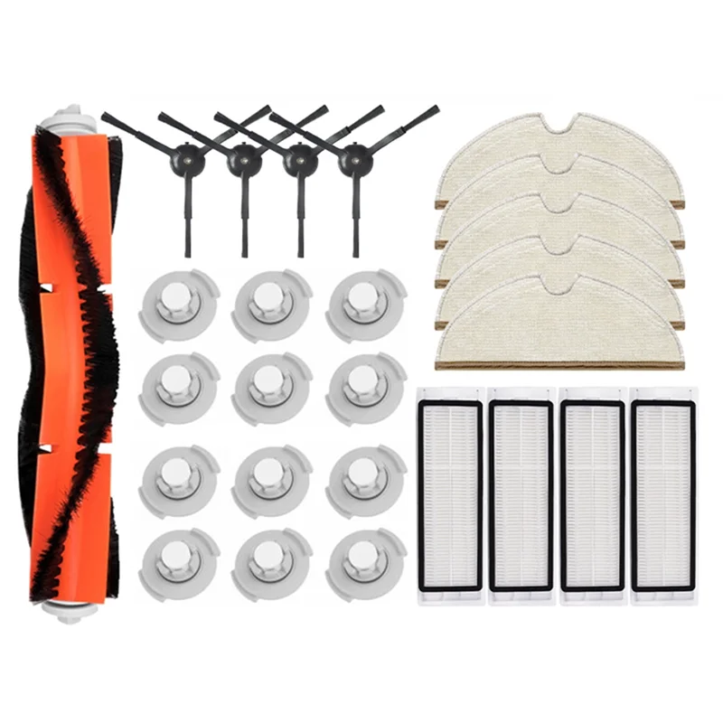 ABKR-26PCS kit de acessórios para xiaomi roborock s5 s6 puro s60 s65 s50 e25 e4 mijia 1s vácuo mop rolo escova lateral filtro