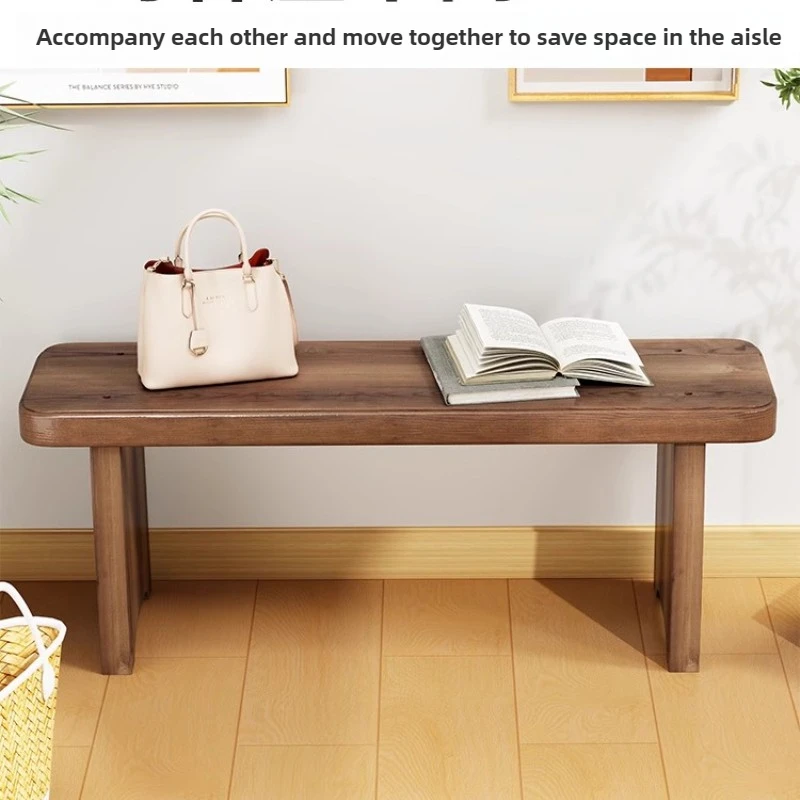 مقعد أحذية من الخشب الصلب مقعد طويل للغاية للمدخل مقاعد عثمانية منخفضة المستوى لغرفة المعيشة في الردهة مقاعد حديقة للشرفة الرجعية