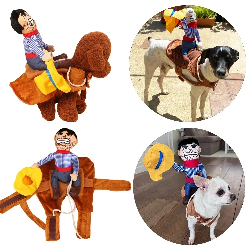 Köpek giysileri komik Cosplay cadılar bayramı kostüm yavru Kitty kovboy giyim yaratıcı Pet yenilik parti kıyafetleri Bulldog Pug Chihuahua