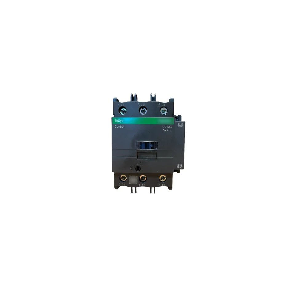 LC1D80E7 IEC contactor, TeSys Deca, nonreversing, 80A, 60HP at 480VAC, up to 100kA SCCR, 3 phase, 3 NO, 48VAC, open