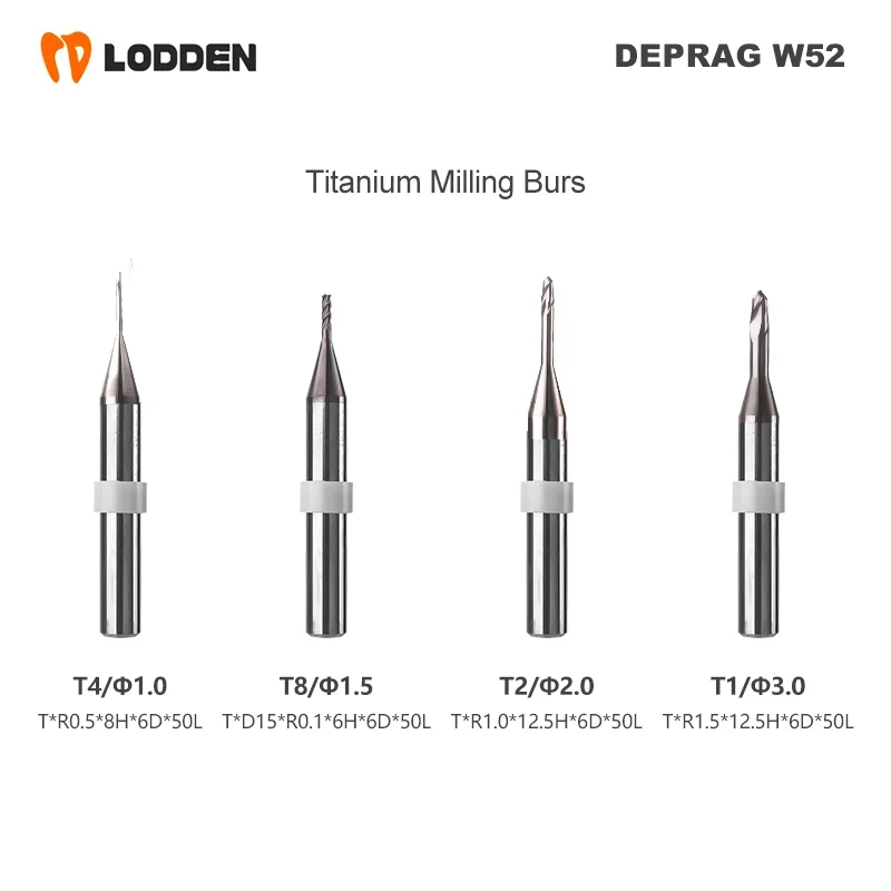 DEPRAG W52 dentystyczne wiertła do szlifowania metalowych tytanowych wierteł do frezowania T1/T2/T4/T8/T15/T16/T17 laboratorium dentystyczne