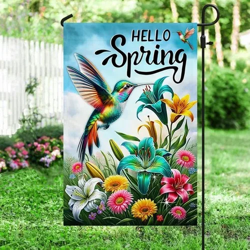 Hello Spring Hummingbird Flag Graden Flag YYN UUV EEU SSL
