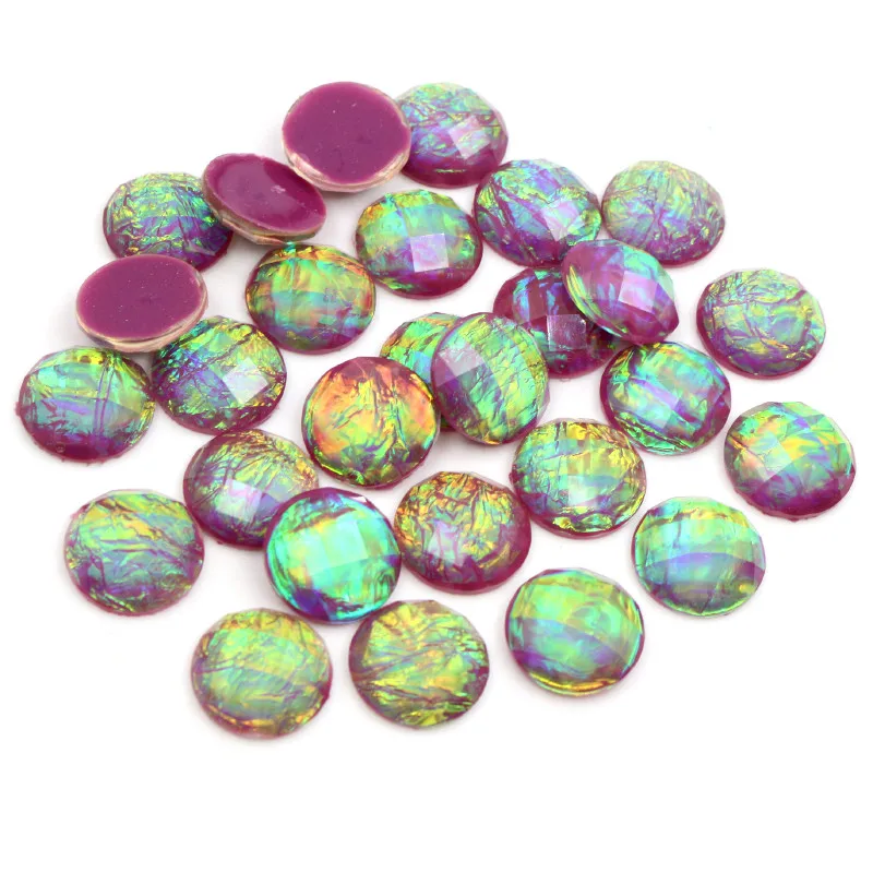 New Fashion 40pcs 12mm Mix Colors Tangent plane Built-in metal foil Flat back Resin Cabochons Cameo