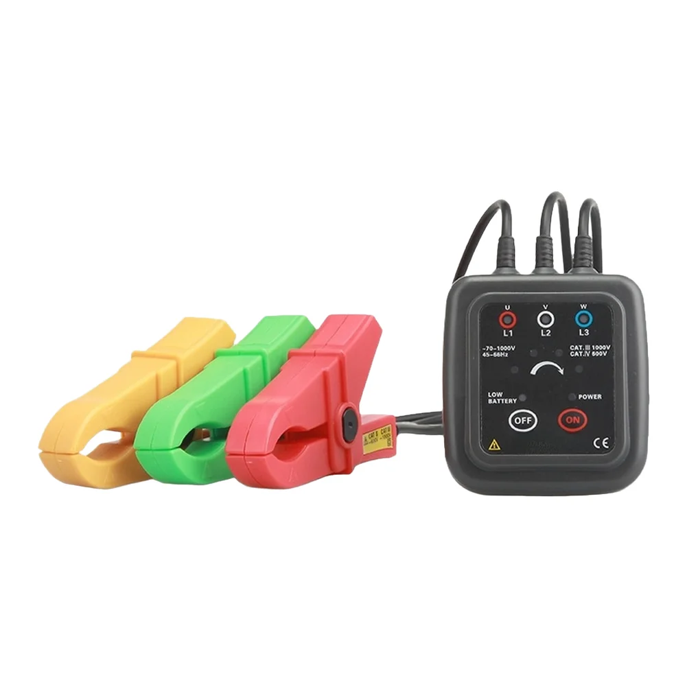 Non-Contact Phase Tester AC 70-1000V Phase Indicator Detector LED Buzzer Open Phase Check 10-40mm Clamp Electrical Test