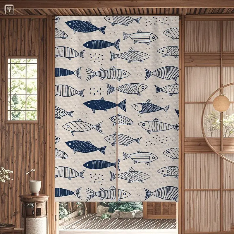 Japanese Style Japanese Style Cherry Blossom Door Curtain Ukiyo-e Half Curtain No Punching for Home Decor Door Curtain