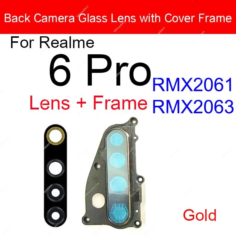 Back Camera Glass Lens Cover For Realme 6 6Pro 6i 7 Pro 7i 8 8i 5G Rear Camera Lens with Frame Ring Holder Parts