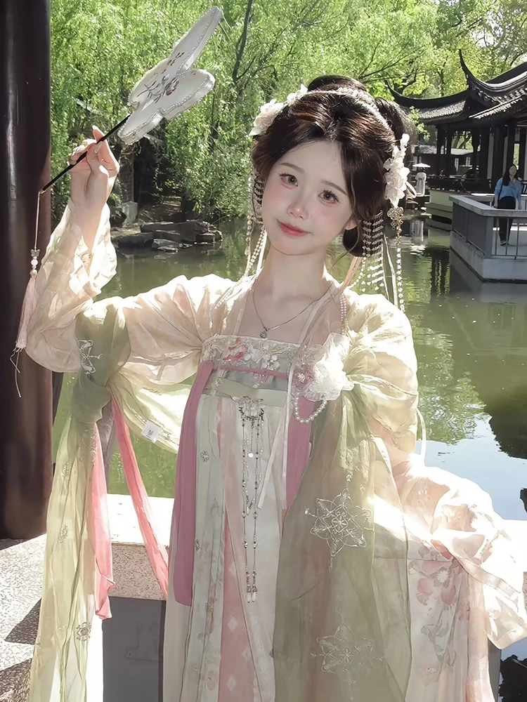 huazhaoji【spring-wind】costume-antico-hanfu-della-dinastia-tang-nuovo-set-quotidiano-con-gonna-e-top-taglia-piccola