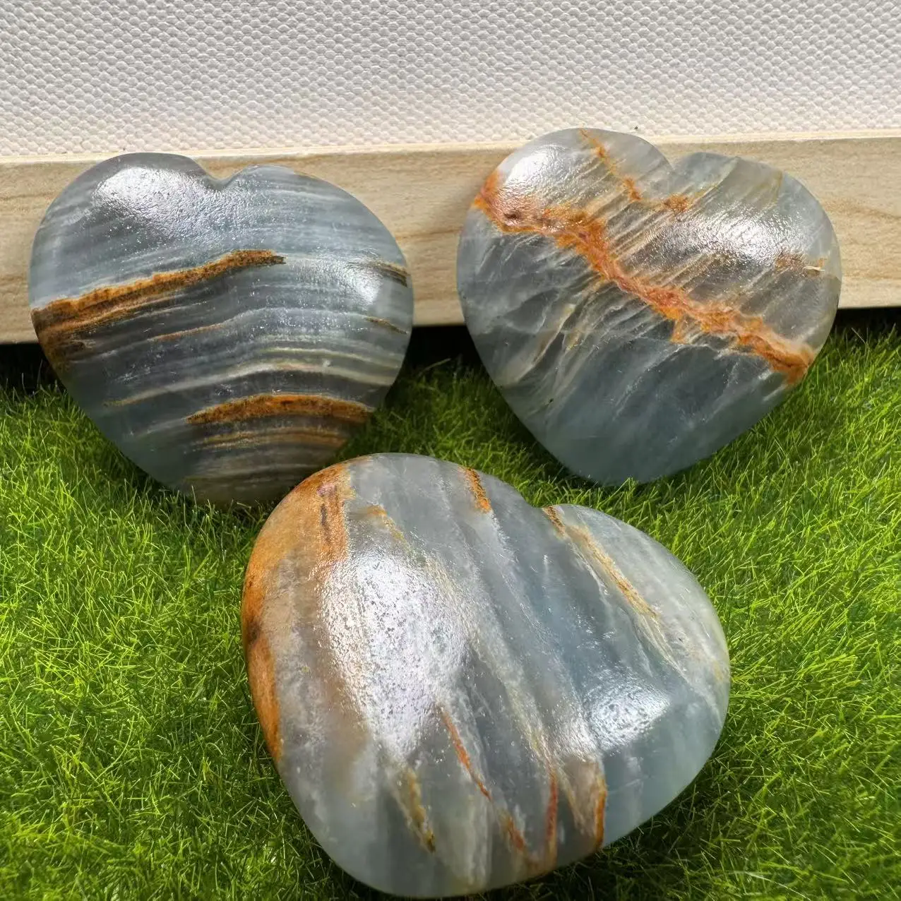 1pc Blue Onyx Heart, Aquatine Lemurian Blue Calcite, Blue Onyx from Argentina, Large Blue Crystal Heart, Gemstone Heart