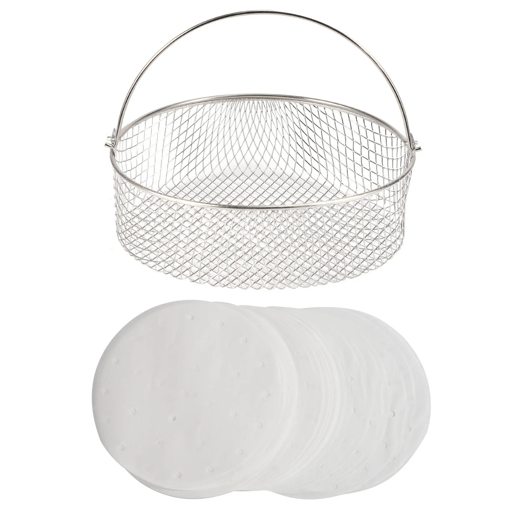 M12K-Air Fryer Basket For Mesh Steamer Basket For Ninja Foodi 6.5, 8Qt,Air Fryer Basket,Air Fryer Crisping Basket With Handle