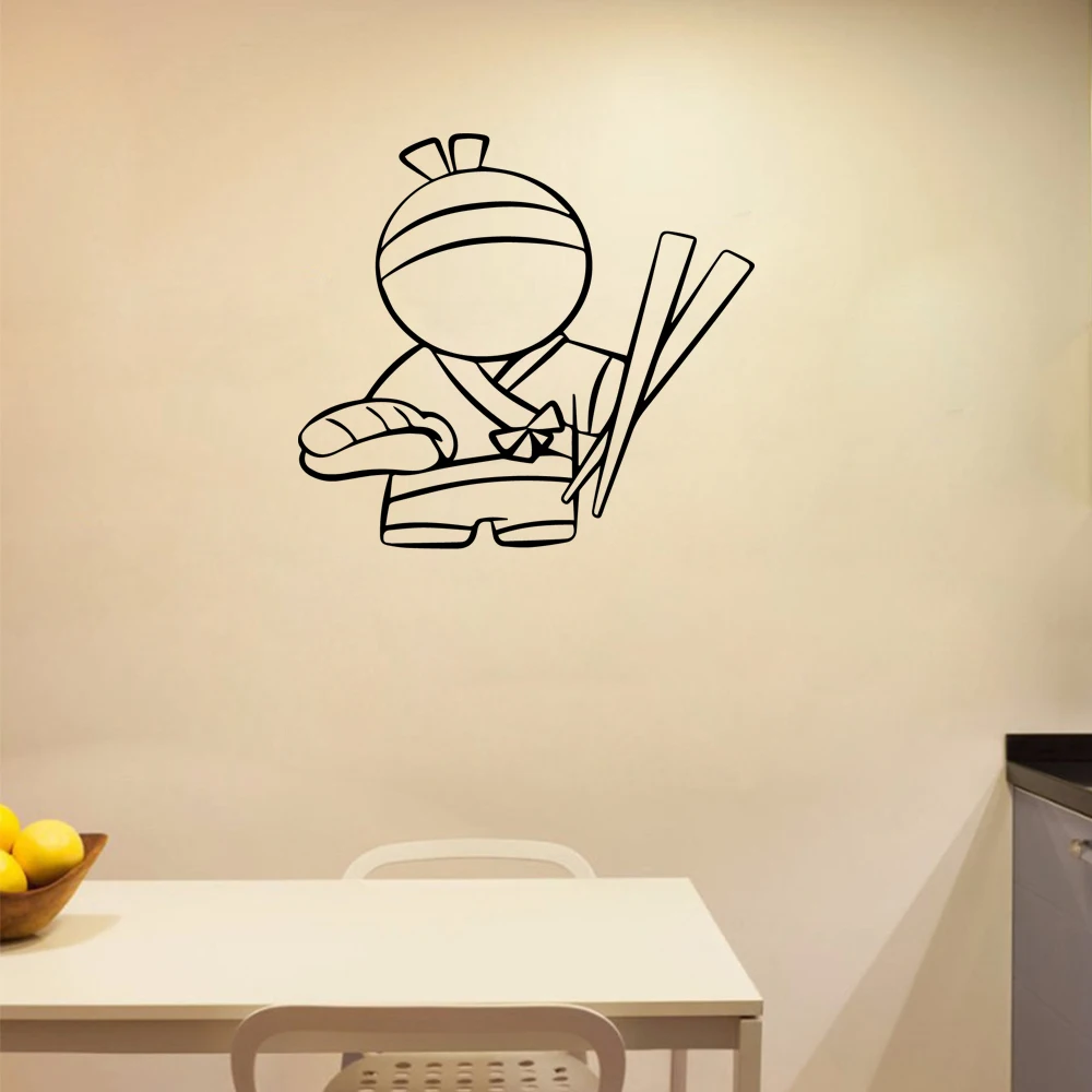 

1 pc strange person eatting for kitchen Wall Stickers Modern Fashion Wall Sticker For kitchen Bedroom Decal Drop Shipping