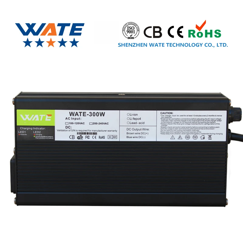 33.6V 10A 8S 29.6V Lithium ion Battery Charger with Cooling Fan Black Aluminum Shell