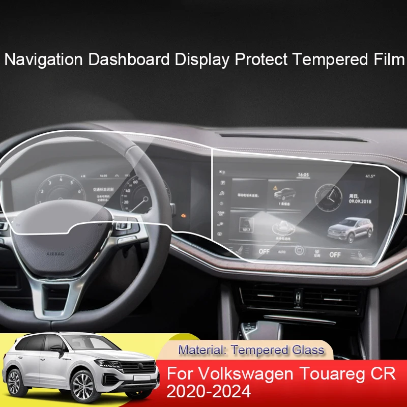 

Car GPS Navigation Screen Protect Glass Film Dashboard Display Auto Sticker Accessories For Volkswagen Touareg CR 2020-2024