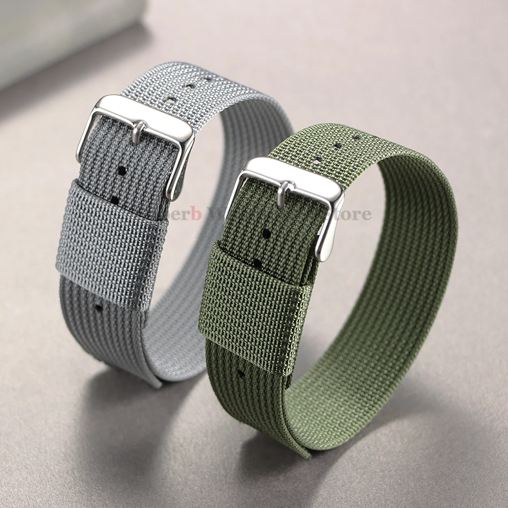 18mm 20mm 22mm ミリタリーリブストラップ セイコー スポーツナイロンバンド Huawei Watch GT5/4/3用 ファブリックウォッチバンド Samsung Galaxy用