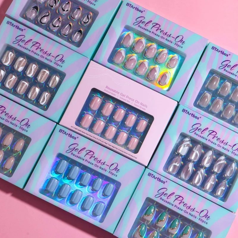 

Ladies' Favorite：BTArtbox Press on Nails Wholesale Artificial False Fake Nails High Quality French Tip Soft Gels P
