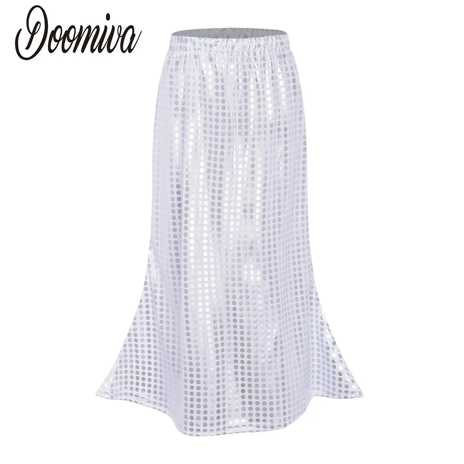 

Детские юбки для девочек с металлическими точками в стиле 70-х, для диско-танцев, с эластичным поясом, расклешенные, для хора, школьных выступлений и танцевальных представлений