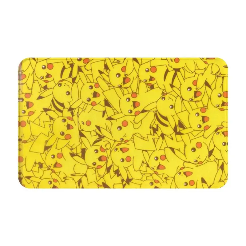 Custom Cartoon Animation Pokemon Pikachu Front Door Mat Anti-Slip Outdoor Waterproof Doormat Kitchen Bedroom Entrance Rug Carpet