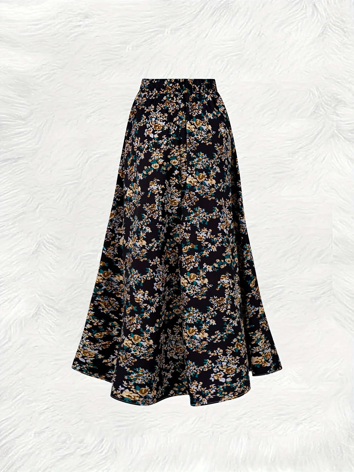 Women Summer Midi Skirt Floral Print Vacation Skirt High Waist A Line Skirt Casual Office Wear Elastic Waist Skirt for Women