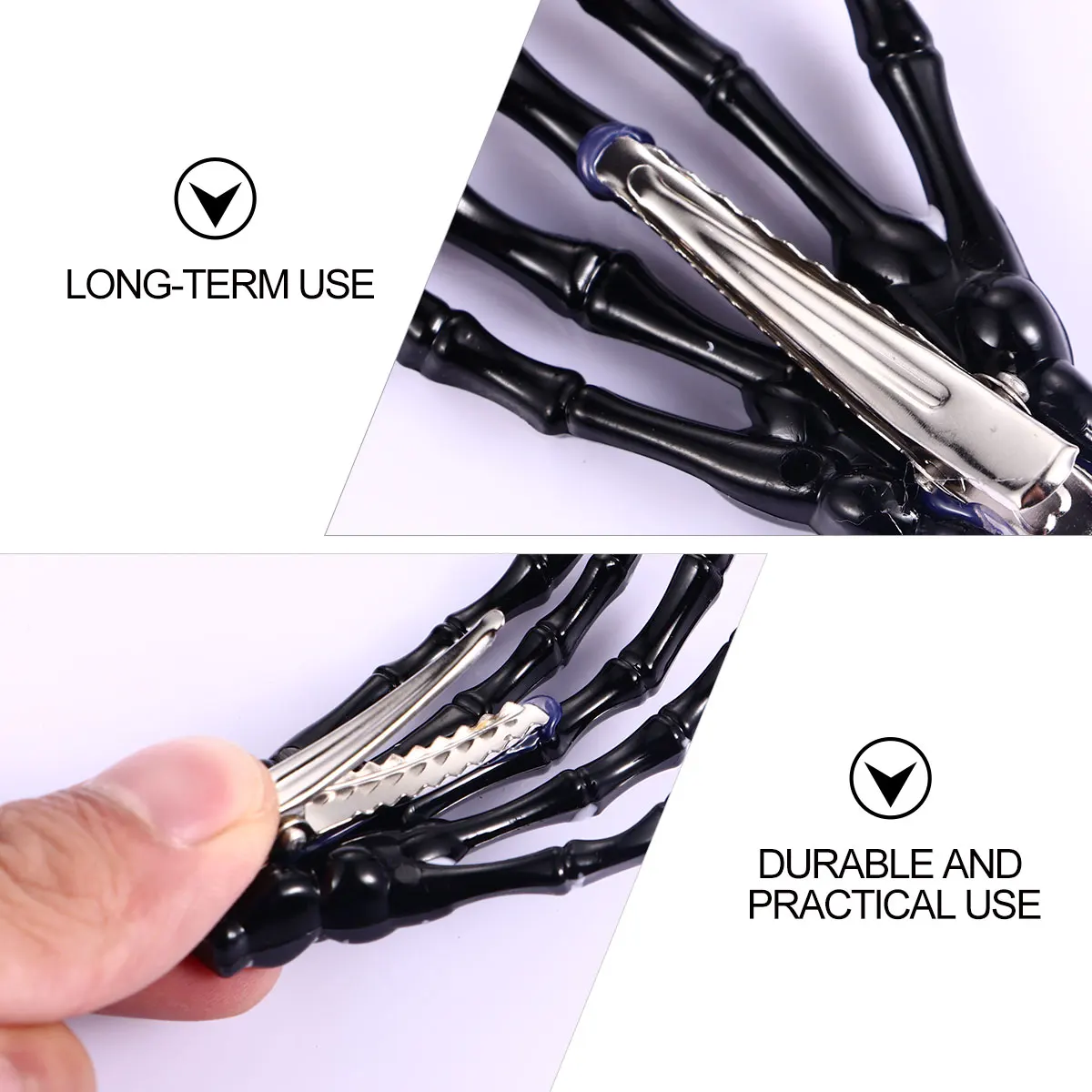 

6 Pcs Hair Accessories for Girls Hand Bone Clip Hairpin Clips Skull Claw Barrettes Black Child