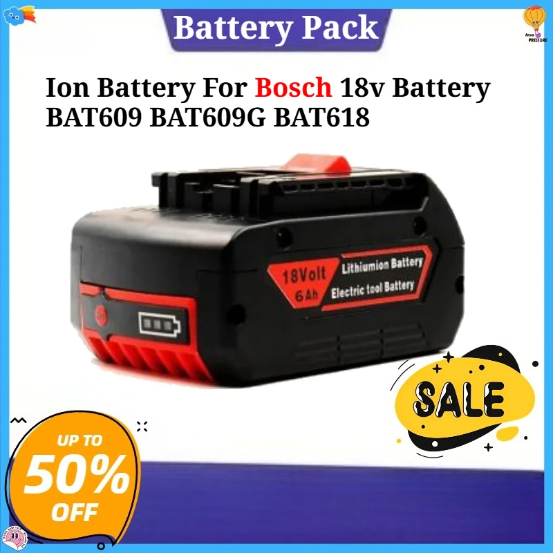 

18650 Replacement Lithium Ion Battery For Bosch 18v Battery BAT609 BAT609G BAT618 18V 6.0Ah Latest Upgraded Rechargeable Battey