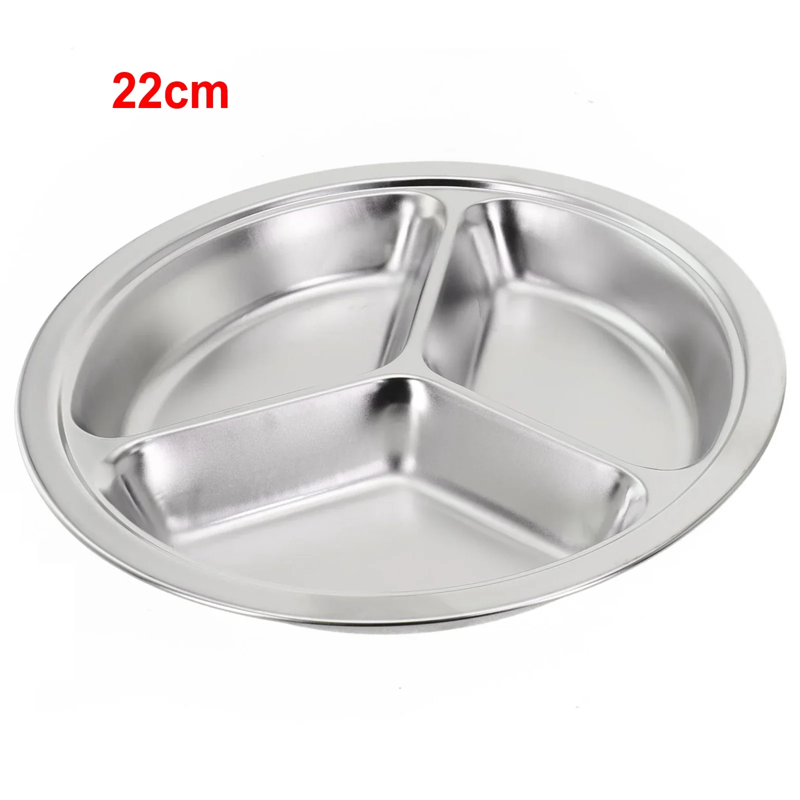 Stainless Steel Round Serving Tray Divided Dinner Plates For Food Home Dinnerware Divided Lunch Dishes Container 3/4/5/6 Section