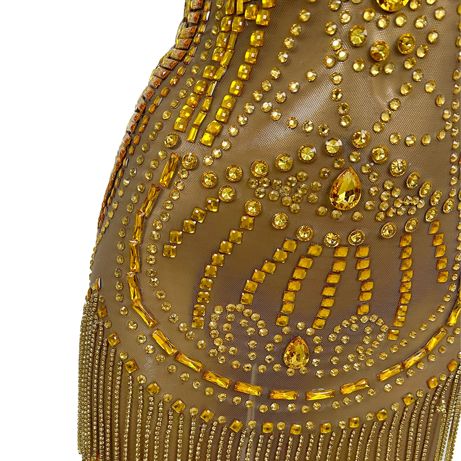 Women Transparent Gold Diamond Party Dress Birthday Luxury Costume Fancy Brilliant Dancer Wedding Dress Impressive Dress Luogu