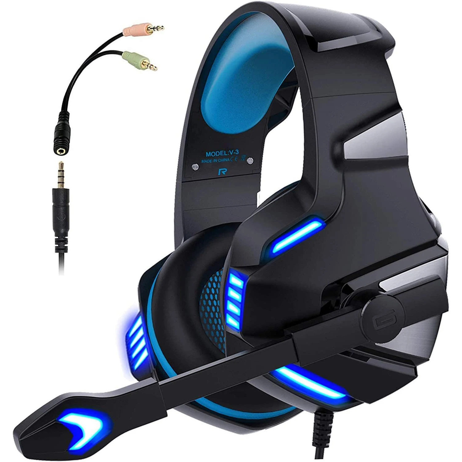 

Headset 3.5mm Surround Stereo Wired Gaming Headphones with Mic Soft Earmuffs for PC Laptop Kids for School Toddler