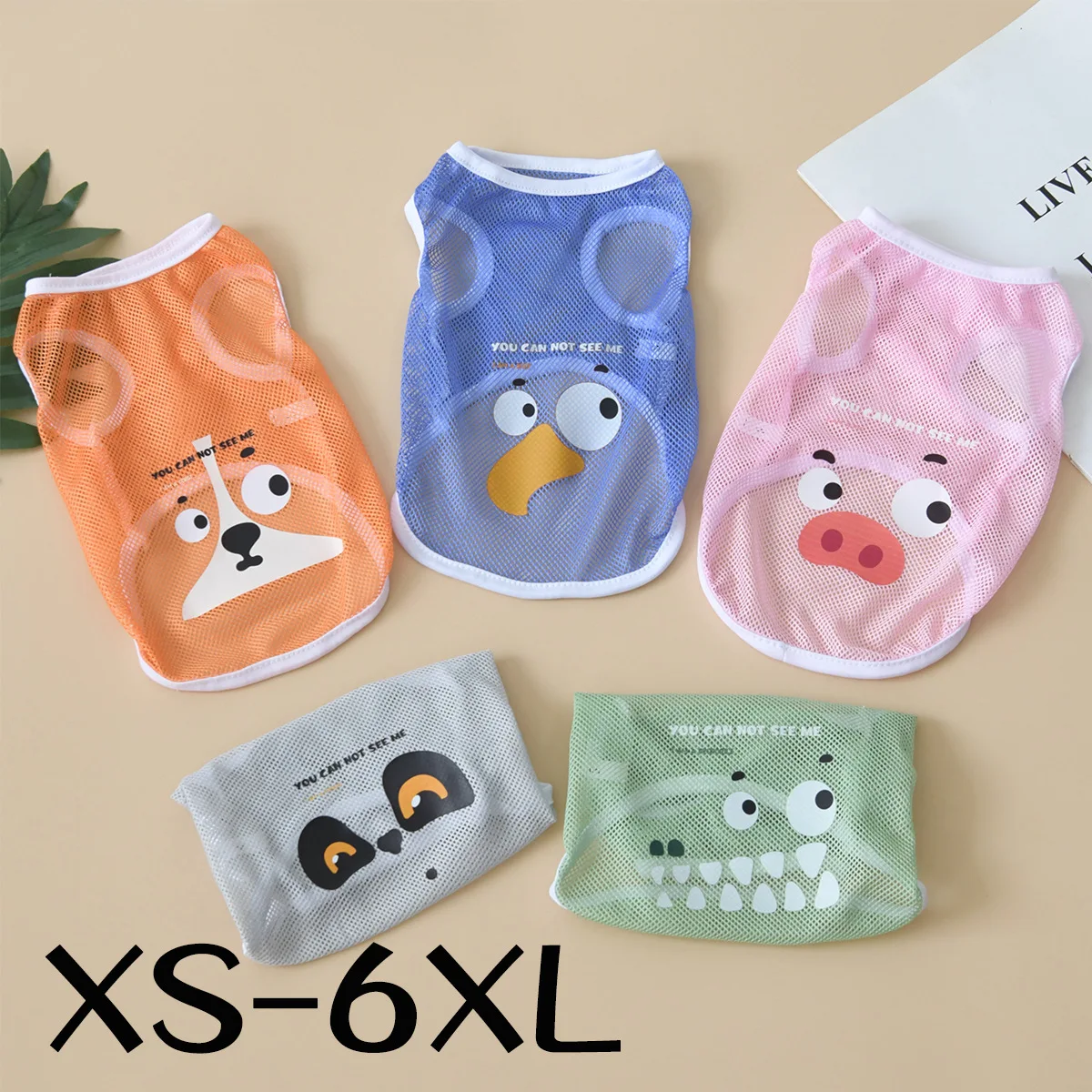 Dog Clothes Spring and Summer Cool Mesh Vest Large and Small Dog Generic Corgi Lightweight Breathable Cartoon Printed Vest