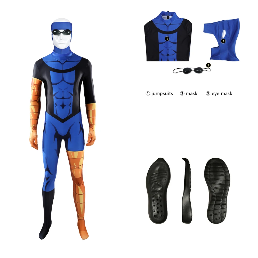 

Zentai Mark Grayson Cosplay Invincible Season 4 Mark Costume Blue Elastic 3D Printed Zentai Suit Mask Outfit Halloween