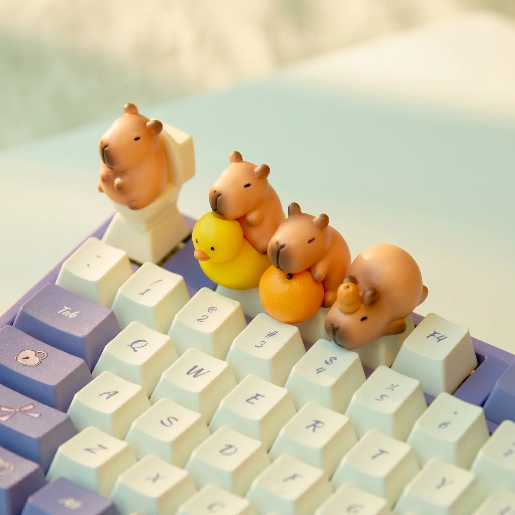 Cute Capybara Keycap Set, Animal Artisan Key Caps for MX Switch Gaming Keyboard Gift